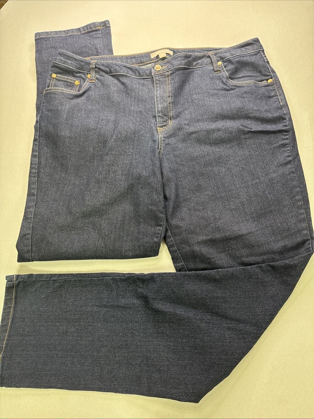 Woman Within Straight Leg Stretch Jeans 20W Tall Dark Wash Plus Size